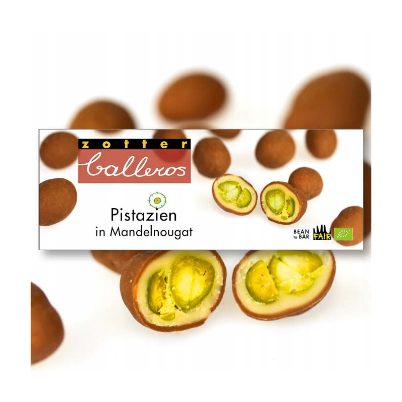 Pistacje w migdałowej czekoladzie BIO 100g